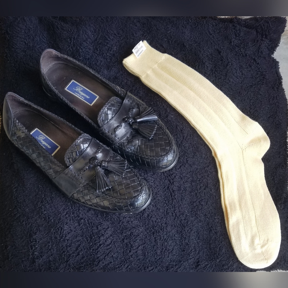 Vintage Rare Paul Stuart Merino Wool Light Yellow Formal Preppy Ribbed Socks